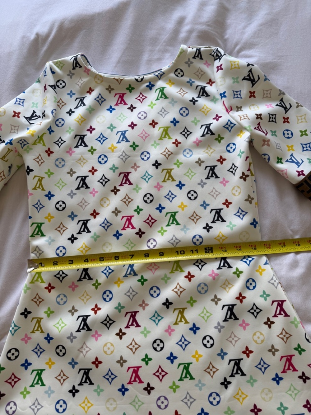 White Multicolor Logo-Print Mini Dress - Picture 5 of 7